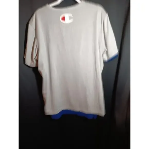 Champion Men’s Large Blue Gray Reversible Mesh Jersey Short Sleeve T‑Shirt - Picture 3 of 3